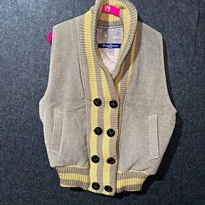 Opening Ceremony Sweater Vest Men's XS Gray Beige Knit Shawl Pockets